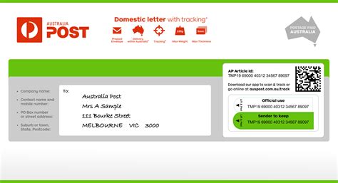 australia post tracking number registered.